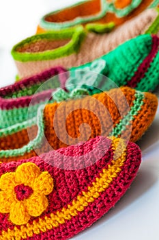 The Bright and Colorful knitted homemade slippers