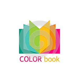 Bright colorful open book logo. Vector