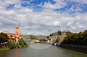 Verona Adige River view Toward Castel San Pietro photo