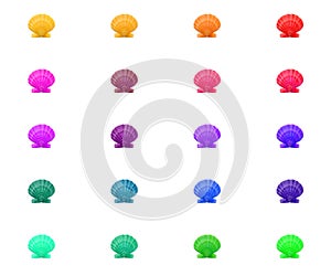 Bright colorful pattern background of multicolred rainbow shells