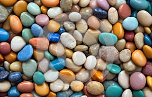 bright colorful pebbles on the shore texture background