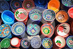 Bright and Colorful Plates in the Local Uzbek Pattern Style