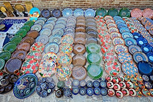 Bright and Colorful Plates in the Local Uzbek Pattern Style