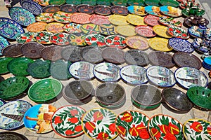 Bright and Colorful Plates in the Local Uzbek Pattern Style