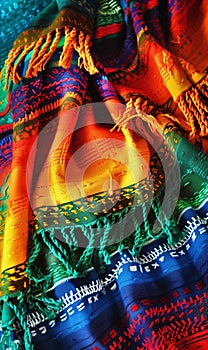 Bright colorful poncho background for Cinco de Mayo celebration. Vertical banner 3:5