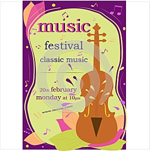 Bright colorful poster. invitation to a classical music concert