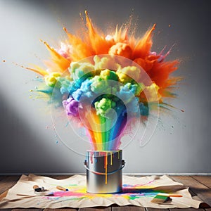 bright and colorful rainbow paint explosion