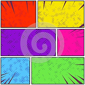 Bright colorful retro style pop art comic page strip. Abstract d photo