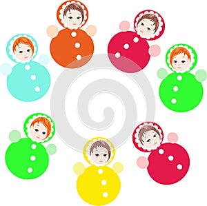 Bright colorful roly-poly toys isolated on white background. Childish vector illustration
