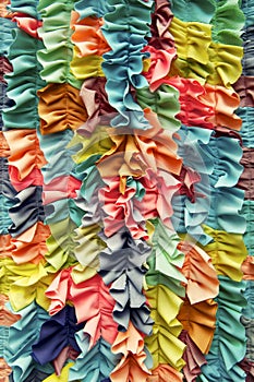 Bright Colorful Ruffled Fabric Background