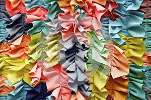 Bright Colorful Ruffled Fabric Background