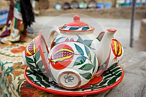 Bright and Colorful Souvenirs in the Local Uzbek Style on the Traditional Market