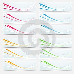 Bright colorful speed line web header footer set