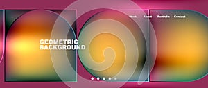 Bright colorful squares with round elements minimal geometric background. Vector Illustration For Wallpaper, Banner