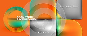 Bright colorful squares with round elements minimal geometric background. Vector Illustration For Wallpaper, Banner