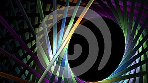 Bright colorful sticks in rotational motion over black background