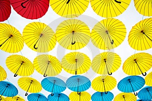 Bright colorful umbrelas background