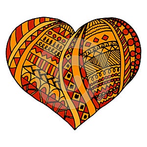 Bright colorful vector heart. doodle design, valentine`s day decoration