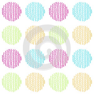 Bright and colorful vector seamless pattern of hand drawn circles