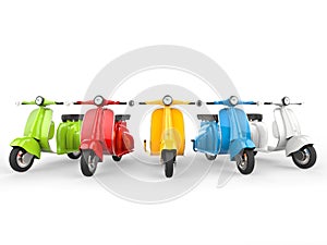 Bright and colorful vintage mopeds