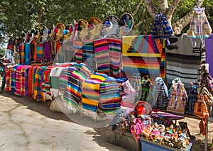 Bright colors of national mexican souvenirs