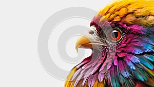 bright coloured bird on white background