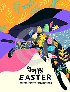 Bright And Colourful Easter Holiday Vector Rabbit Design