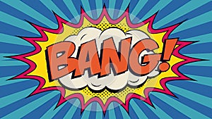 Bright comic book explosion with bold bang text illustration