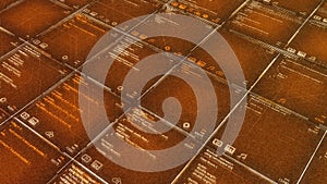 Bright computer background with program codes. Animation. Background with computer codes in tabular form. Colored cells