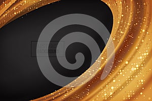 Bright cosmetic background.beauty.fashion.3d.liquid gold.Shining golden paint.Modern poster.Wave Liquid shape with