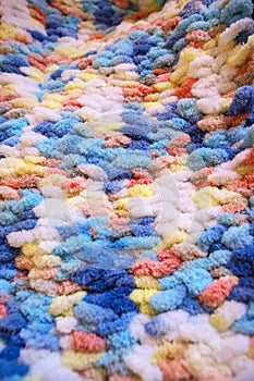 Bright crocheted blanket. crochet bright rug. bright and colorful crocheted blanket