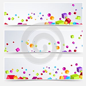 Bright cube web header footer set