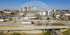 Bright Daylight Aerial View Downtown Urban Metro Area of Birmingham Alabama