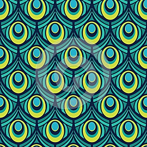 Bright Decorative Peacock Feather Seamless Pattern