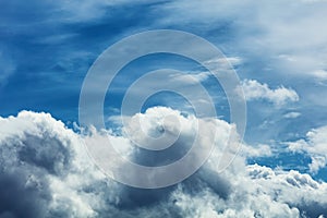 Bright deep blue sky and beautiful clouds