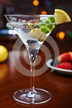 Bright delicious glass of cold martinis with