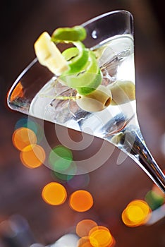 Bright delicious glass of cold martinis with