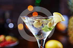 Bright delicious glass of cold martinis with