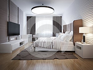 Bright design of contemporary bedroom