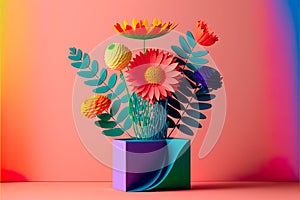 Bright design spring flowers composition. Instagramm design. Computer Art.