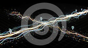 Bright digital energy lines on a secure network path