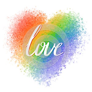 Bright digital illustration with colorful heart in lgbt colors photo