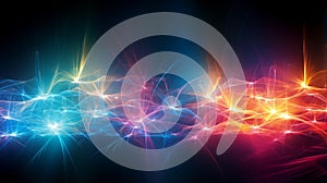 Bright digital lines depict abstract electromagnetic field background, AI Generated photo