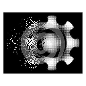 Bright Disappearing Dot Halftone Cogwheel Icon