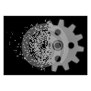 Bright Disappearing Dotted Halftone Cogwheel Icon