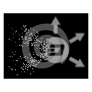 Bright Dispersed Pixelated Halftone Dash Coin Payout Arrows Icon
