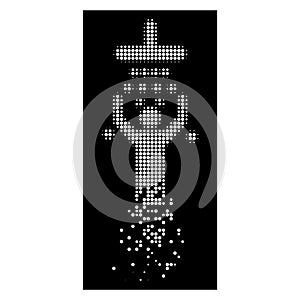 Bright Dissolving Pixelated Halftone Man Under Shower Icon