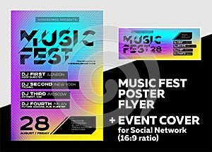 Bright DJ Poster for Summer Festival. Minimal Electronic Music C photo