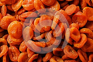 Bright dried apricot top view