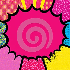 Colorful Comic Pop Art Background with Explosive Cartoon Elements